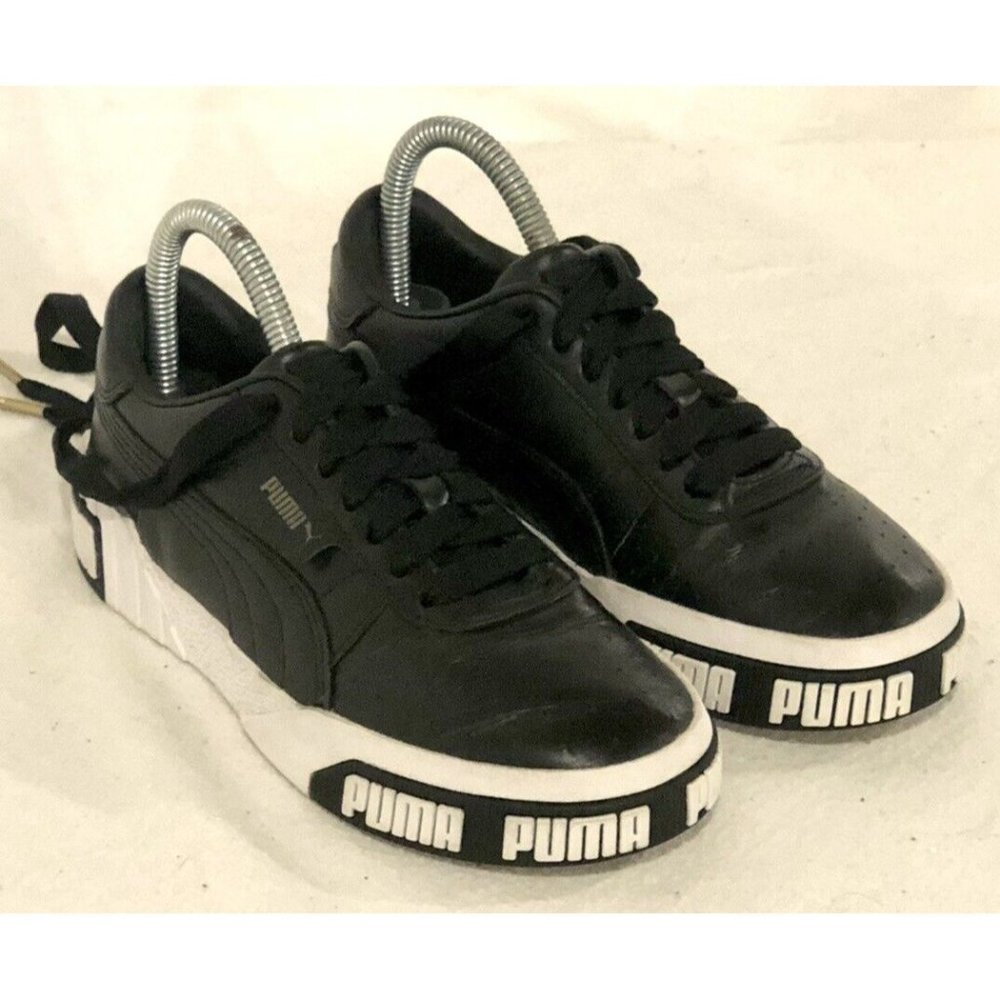 Puma Womens Size 6 Cali Bold 370811-03 Black Leather Shoes Sneakers